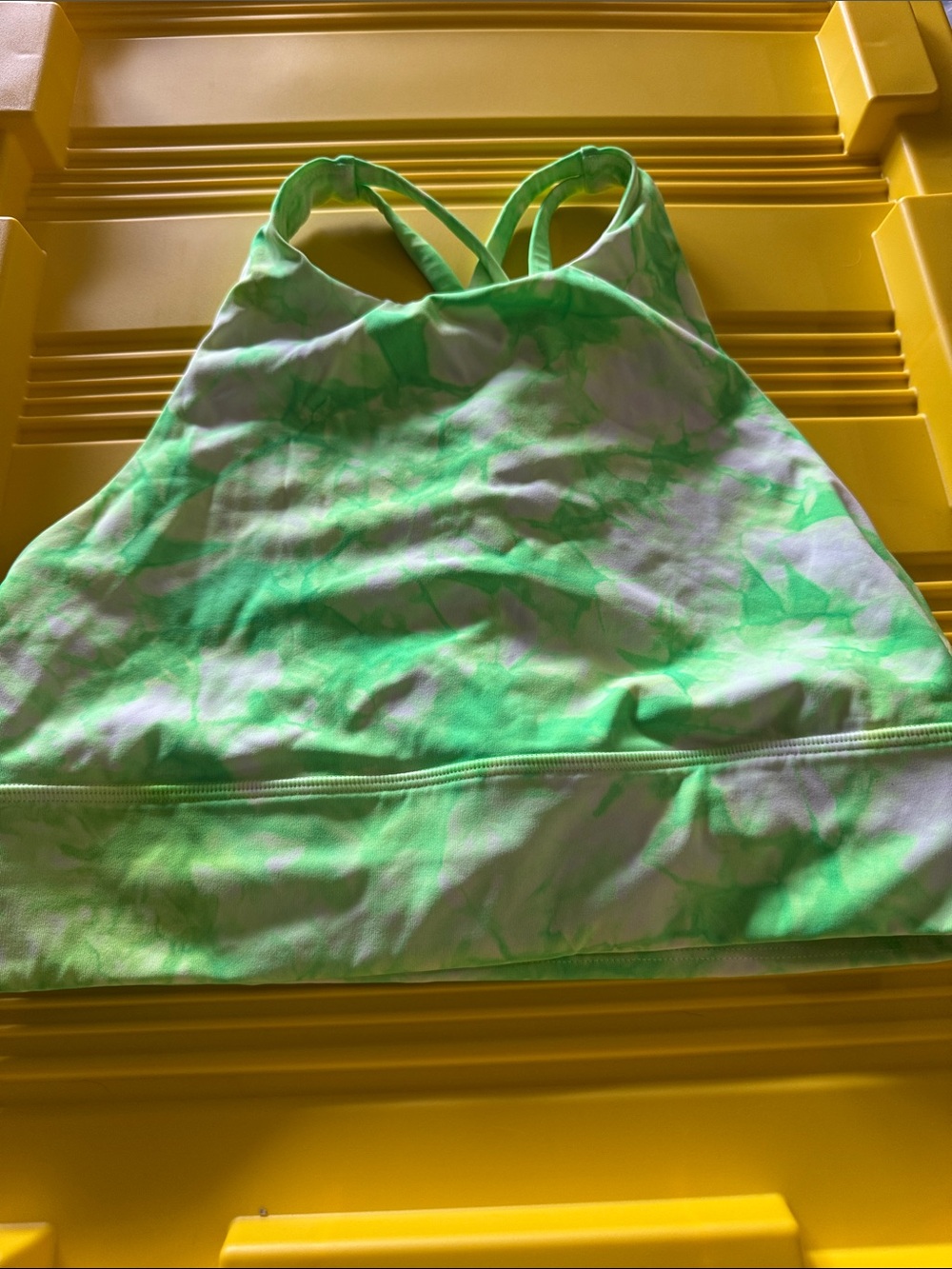 lululemon athletica Neon Green Tie-Dye high neck energy Sports Bra